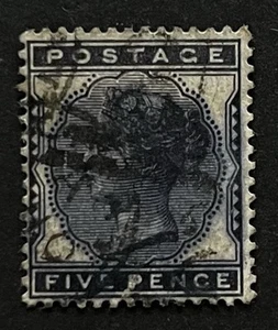 GB QV 1880-81 5d índigo. SG169. Buen ejemplo usado y de sonido. Cat. 175€ - Imagen 1 de 2