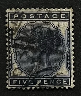 GB QV 1880-81 5d índigo. SG169. Buen ejemplo usado y de sonido. Cat. 175€ Foto 1 de 2