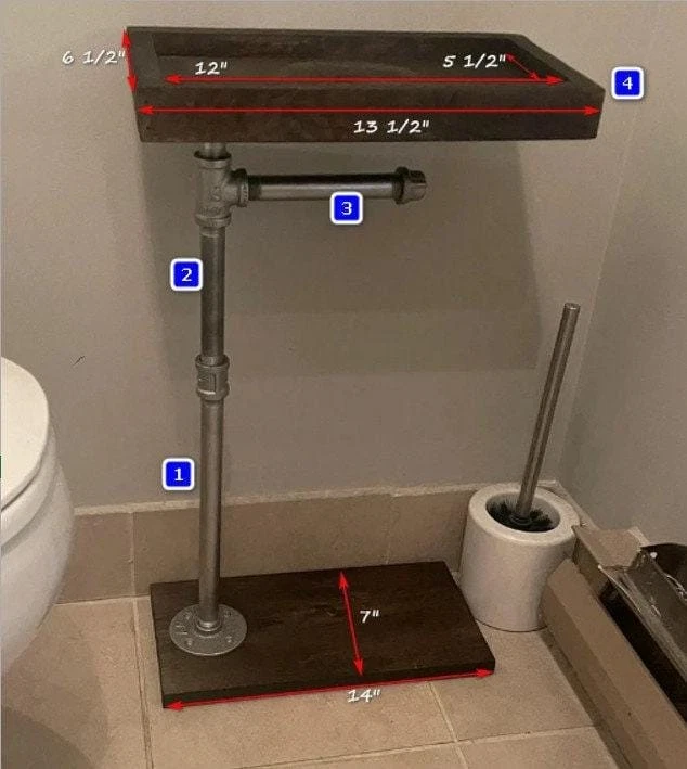 Soporte de papel higiénico de base plana con bandeja y espacio para bote de basura - papel higiénico... Foto 1 de 1
