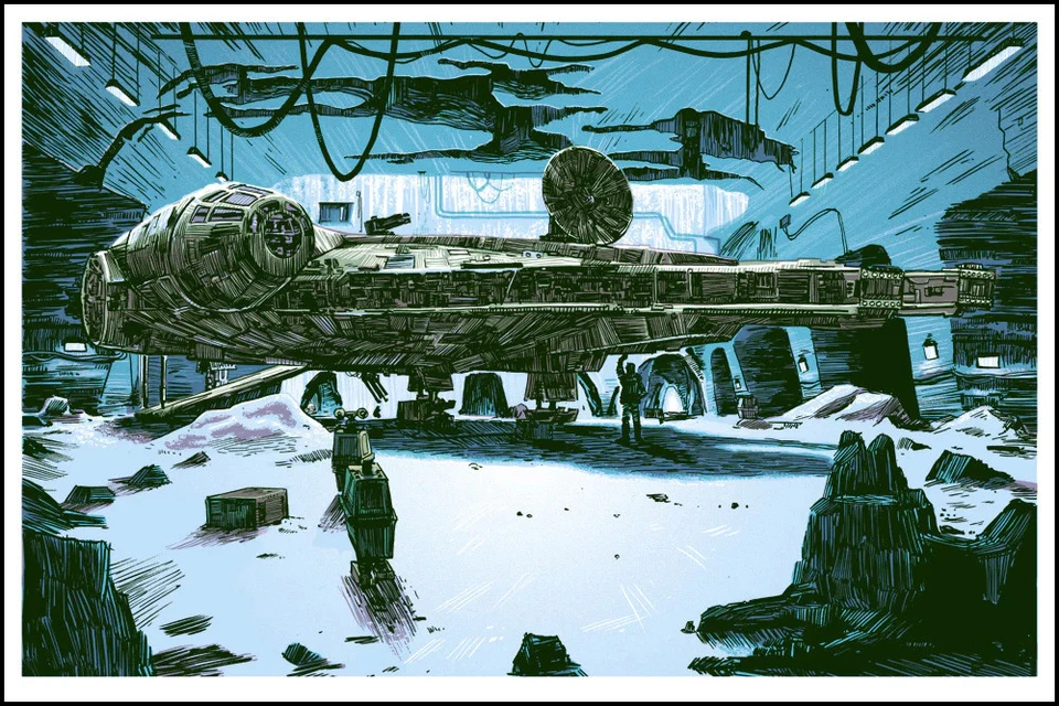 Star Wars Millenium Falcon by Tim Doyle SIGNED Movie Poster Print Art MINT - Image 1 of 1