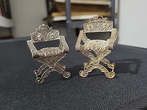 Juego de 2 sillones o tronos vintage miniatura filigrana 23 g - Imagen 1 de 24