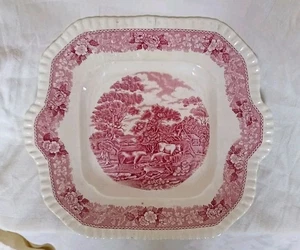 Adams English Scenic Square Serving Plate In Pink - Picture 1 of 7