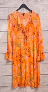 Wild Fable Orange Floral Ruffle Long Sleeve Kimono Women Size XS - Picture 1 of 2
