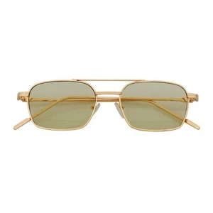 NEUMANN - Retro 90s Fashion Metal Small Rectangle Sunglasses Gold Yellow - Picture 1 of 10
