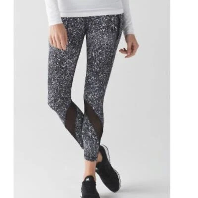 Lululemon Inspire Tight II Power Suited Jacquard Black White Black Size 4 - Image 1 of 4