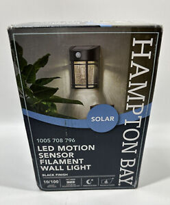Hampton Bay Solar Filament Black Motion Sensing Outdoor LED Wall Light