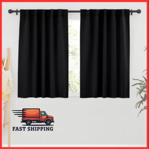 Bedroom Blackout Curtains - Small Window Treatment Set Energy Saving Curtains - Picture 1 of 7