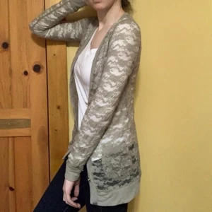 Romantic Vintage Style Tan Lace Cardigan by Ginger G - Size XS - Picture 1 of 3