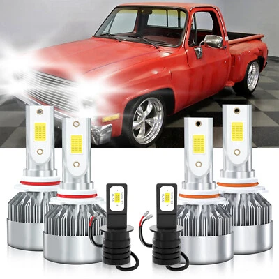 For GMC R2500 1988-1989 LED Headlight High Low Beam Fog Light Bulbs Kit 6000K - Image 1 of 4