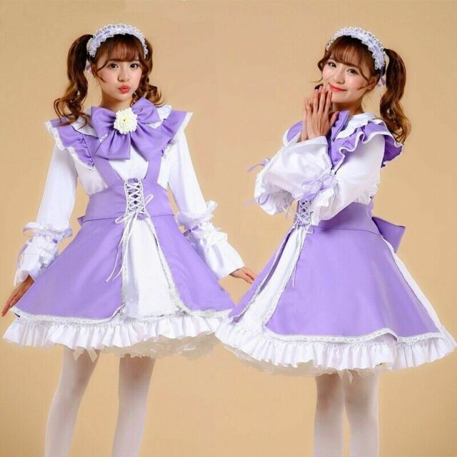 Kawaii Lolita Anime empregada roupa Rosa Azul cosplay empregada roupa  Lolita saia traje bonito japonês traje cosplay anime roupa