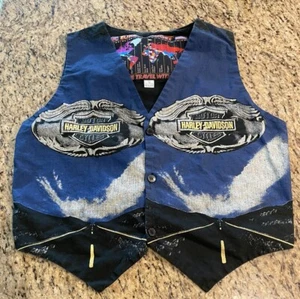 Harley Davidson Biker Vintage Weste, Größe L selten 100% Baumwolle Adler Rarität - Bild 1 von 11