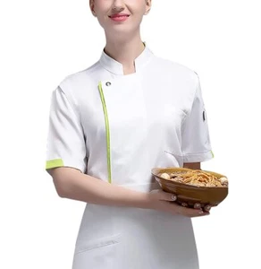 Women's Chef Coat - Underarm Cool Vent Chef Jacket Green Edge Chef Working 3XL - Picture 1 of 7