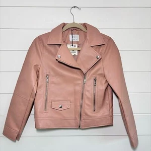 ZARA Faux Leather Moto Jacket Size 11-12 Baby blush Pink New with tag - Picture 1 of 10