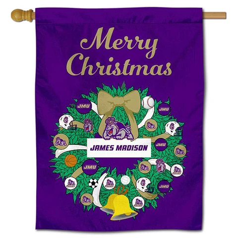 James Madison University Happy Holidays Christmas Decorative House Flag Cover