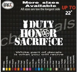 Duty HonorVinyl Decal Stickers Military Sticker | AR15 Car Window Decals - Foto 1 di 1