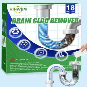 Drain Clog Remover Powder Sink Drain Cleaner for Hair and Grease, 18-Packs He... - Picture 1 of 8