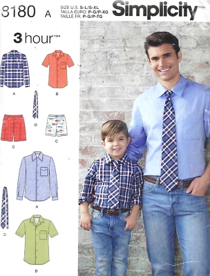 Camisa Boxer Shorts Para Hombre Niño a Juego Patrón de Costura SIN CORTAR S M L XL Daddy & Me Foto 1 de 2