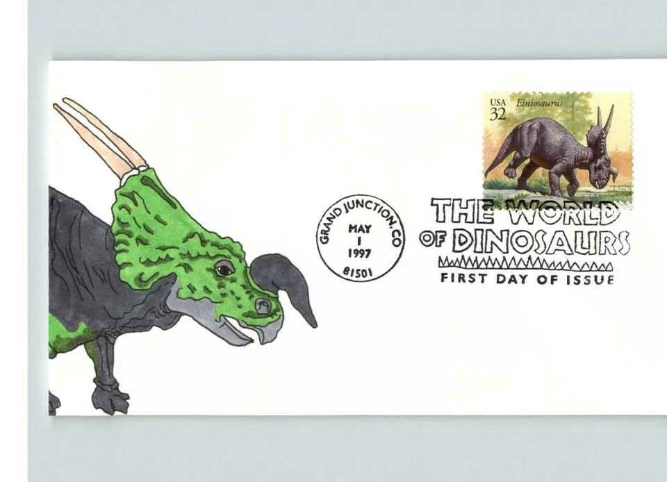 The World of DINOSAURS, Hand Painted # 1 of 1 made, First Day of Issue, 1997 - Image 1 of 1