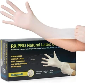 Raxwell Latex-Einweghandschuhe, puderfrei, lebensmittelecht, naturfarben, 8,5 m LG - Bild 1 von 3