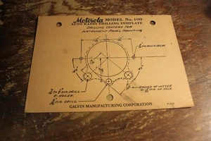 PLANTILLA DE PERFORACIÓN MOTOROLA MODELO 100 RADIO AUTOMÁTICA DÉCADA DE 1930 - ORIGINAL - Imagen 1 de 2