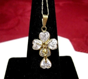 COLLAR COLGANTE CRISTAL RELIGIOSO CRUCIFIJO JESUCRISTO ORO AMARILLO 18K 19" - Imagen 1 de 10