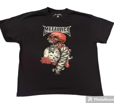 Adult XL Black Cotton Metallica Concert Shirt Casual Music Bands Crew Neck Tour - Image 1 of 4