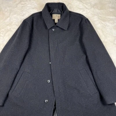 LL Bean Wool Cashmere Blend Peacoat Full Length Men's XL Charcoal Grey - Image 1 of 4