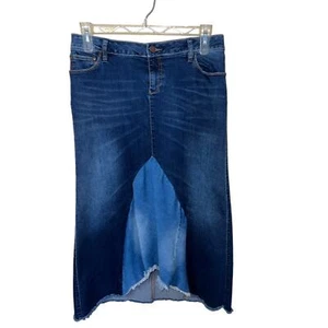 Falda Soho Mujer Mediana Denim Jean Fray Dobladillo Crudo Inserto Denim Sirena Lápiz Midi - Imagen 1 de 7