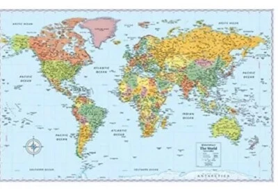 Rand McNally Signature Ed Political World Wall Map Laminated 50" X 32" NEW - Image 1 of 3
