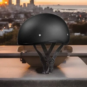 Daytona Medio Casco Motocicleta Gorra Calavera - Negro Opaco Aprobado por PUNTO Grande - Imagen 1 de 7