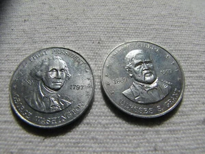 SHELLS MR. PRESIDENT COIN GAME 2 COINS WASHINGTON GRANT - Picture 1 of 3