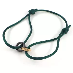 Cartier Bracelet Baby Love Circle Diamond Dark Brown Ceramic Green Cord 750RG - Picture 1 of 8