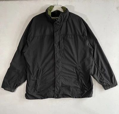 LL Bean Jacket Mens XL Tall Black Nylon Full Zip Hooded Coat Windbreaker - Image 1 of 4