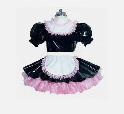 Vestido de pvc negro Sissy criada niña bloqueable disfraz de cosplay hecho a medida Foto 1 de 4