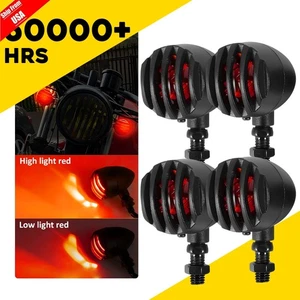 4X Black 12V Motorcycle Turn Signals Bullet Blinker Indicator Lights Red Lamps - Imagen 1 de 14