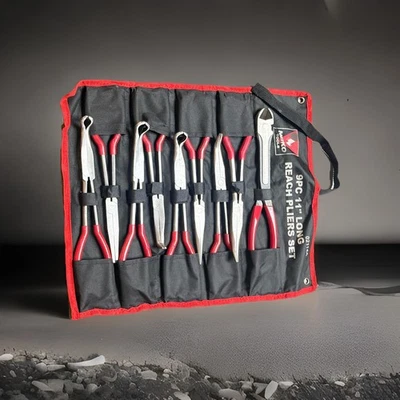 Juego de 9 alicates de nariz de 11" de largo alcance círculo doblado aguja nariz cortador diagonal Foto 1 de 4