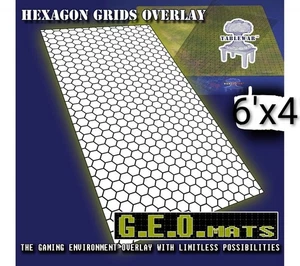 TableWar Map - GEO MAT Gaming - 1.5" Hex Grid 6'x4' In Black The F.A.T. Mat TTG - Picture 1 of 2