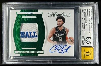 Parche Panini Flawless Cade Cunningham 2023-24 automático esmeralda #5/5 BGS 8,5/10 Foto 1 de 2