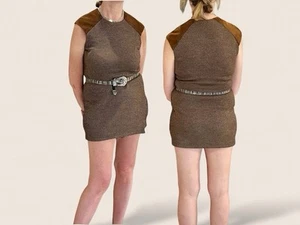 Lauren Ralph Lauren Women's wool suede shoulder panel round neck dress uk S - Picture 1 of 8