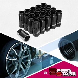 J2 M12X1.25 7075-T6 ALUMINUM 20MM OD/50MM 16PCS LUG NUT SET+4PCS LOCKS+KEY BLACK - Picture 1 of 7