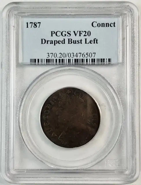 1787 P Post Colonial Issues Connecticut - Copper PCGS VF-20 BN Draped Bust Left - Image 1 of 2