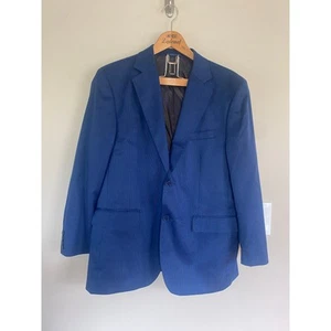Antonio Cardinni Blue Plaid Silk Blend 2 Button Jacket Blazer Sport Coat 42R - Picture 1 of 6