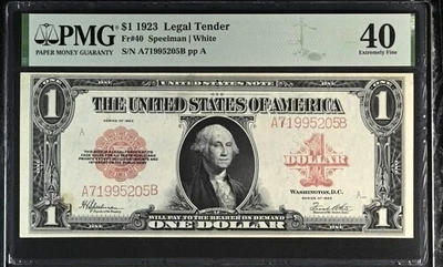 1923 $1 "RED SEAL" US Legal Tender Note! PMG 40! - Image 1 of 2