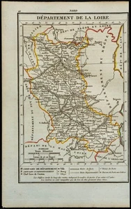 1823 - Loire - Carte ancienne du département - Saint-Étienne - Gravure ancienne - Imagen 1 de 3