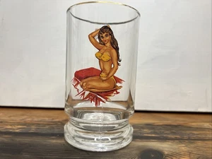 Pinup Girl Peek-A-Boo Nude Back Risqué 1940er Neuheit Trinkglas 5,5" Vintage - Bild 1 von 10