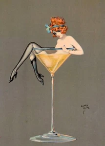 Her Martini Henry Clive 1920s Vintage Art Print Flapper Girl Cocktail Art - Picture 1 of 2