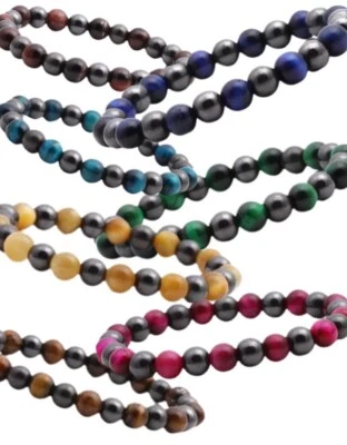 Colorful Natural Gemstones with Magnetic Hematite 8mm Bracelets for Men or Women - Image 1 of 4
