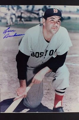 Foto autografiada firmada por Lou Boudreau (m.2001) 1951-52 de los Medias Rojas de Boston 8x10 17F Foto 1 de 3