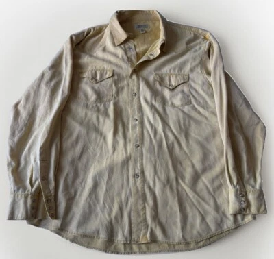 Camisa Ryan Michael Para Hombres 2XL Amarilla Mezcla Seda Western Snap Manga Larga Foto 1 de 4