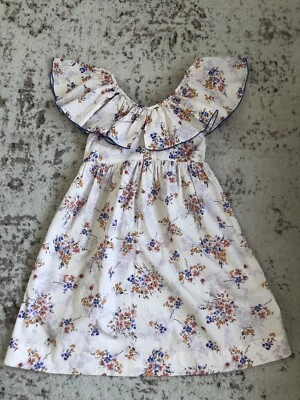 Nuevo Vestido Top Zara Niñas Beige Azul Floral Volantes 13-14 Años Foto 1 de 4